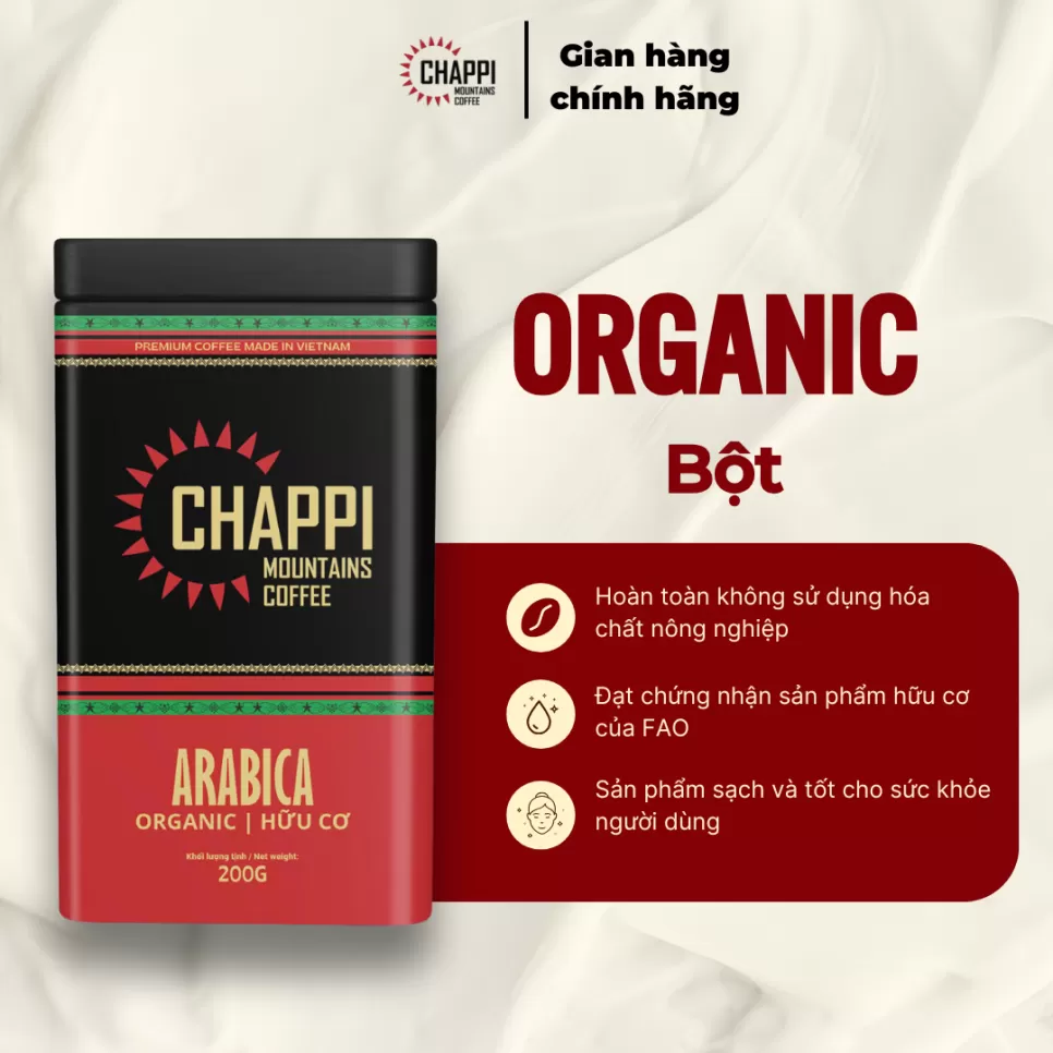 CÀ PHÊ BỘT ARABICA HỮU CƠ ORGANIC (Hữu cơ đã được kiểm nghiệm)